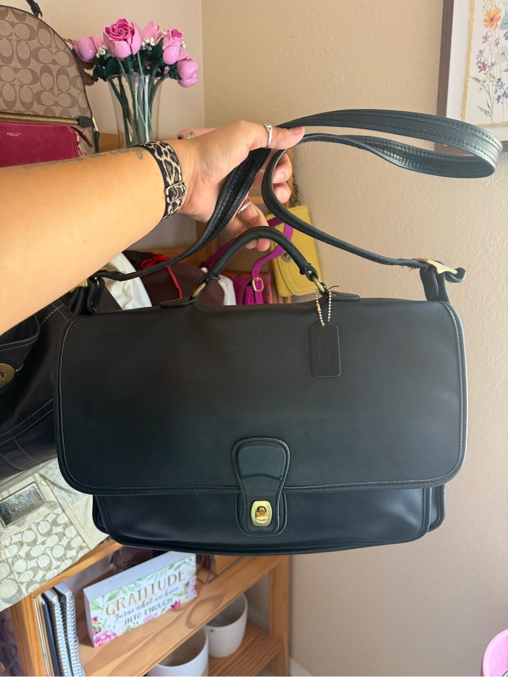 Vintage Coach Metropolitan Briefcase Messenger Bag Black Leather